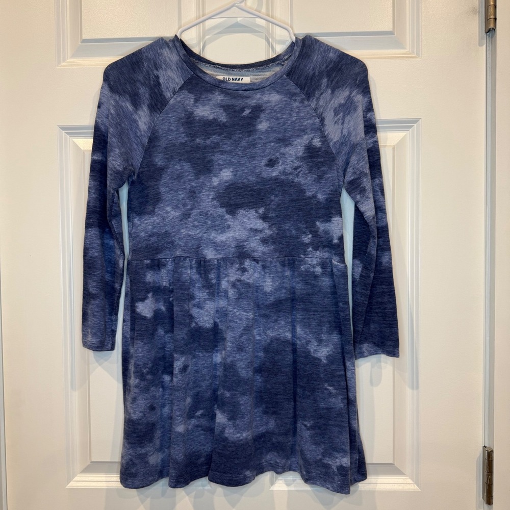 Old Navy Kids Tie‎ Dye Long Sleeve Dress Blue Size 8 (M)